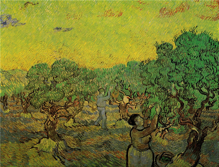 Olive Grove With Picking Figures Van Gogh Oil Painting